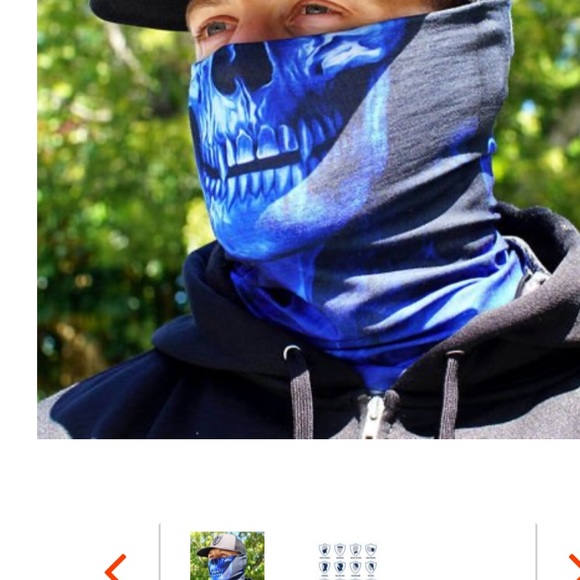 Blue Skull and Smoke facemask gator head-bandana - Picture 4 of 6